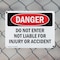 Signmission Do Not Enter Not Liable For Injury Or Accident Danger Sign, Plastic, 10in W x 7in L, 2PK OS-2PACK-DS-P-710-L-2543 - alternate 7